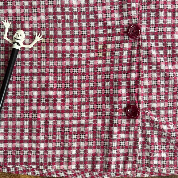 Vintage 40s Princess Peggy Red Microplaid Full Button Day Dress ~ Size Medium - Picture 8 of 8